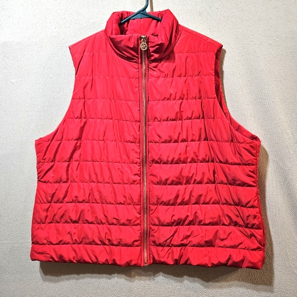 Michael Kors 3x Red Quilted Women's Lightweight Puffer Vest - Picture 2 of 9